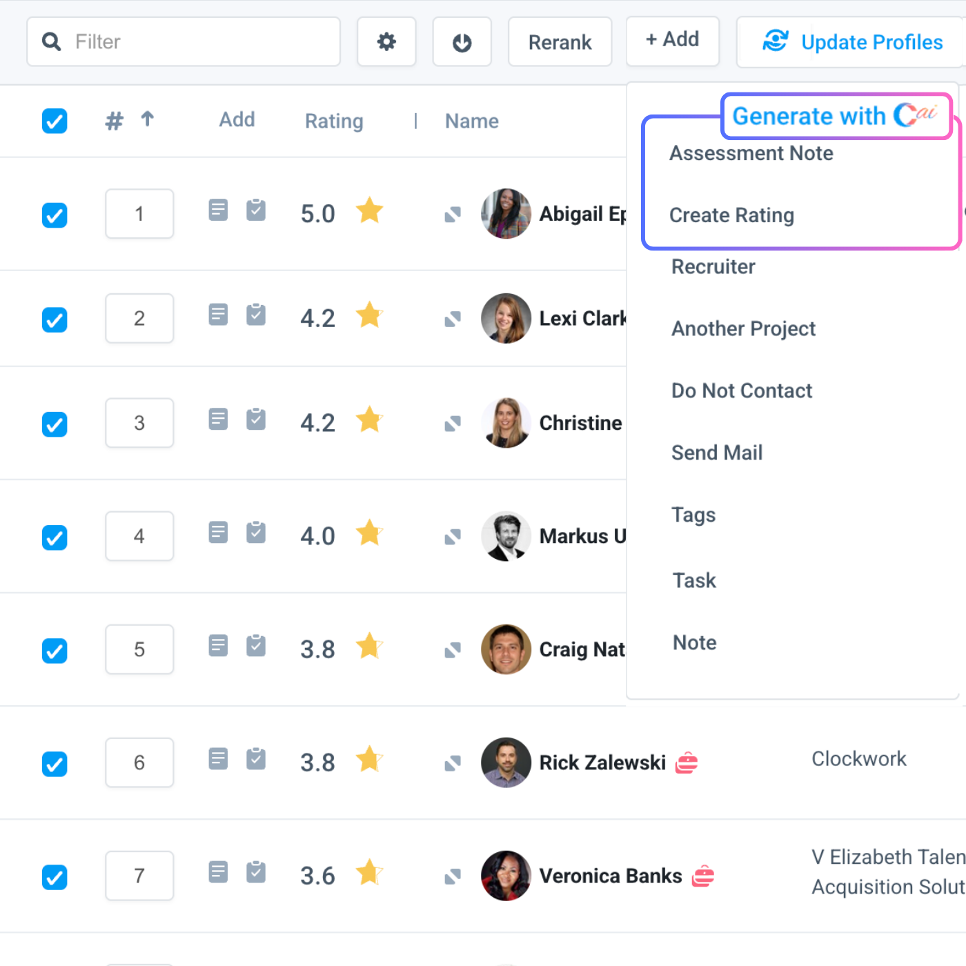 A.I Features Page Product Shots Assess and Rate